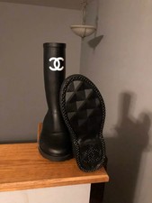 Black CHANEL rain Boots size