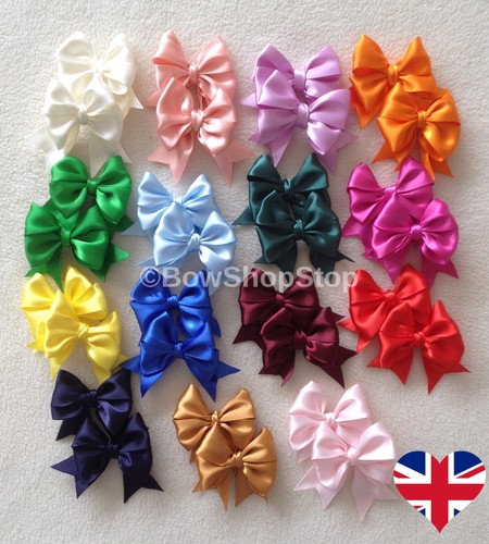 Pair satin ribbon hair bow - of,