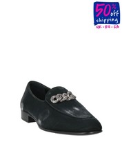 RRP€855 GIUSEPPE ZANOTTI Velour Loafer Shoes US10 UK7 EU40 Chain Made in Italy