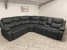 Highgate | Black Leather Corner Recliner Sofa With Cupholders