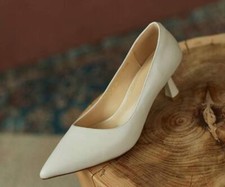 Women's Classic Leather Shoes Pointed Toe Pumps Slip On Comfort Work OL Office