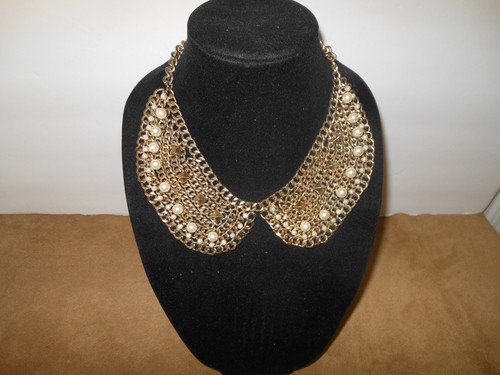 Zara chain pearl collar bib - zara,