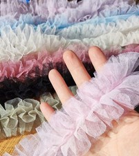 Ruffled Tulle Fabric Trim for Tutu Mesh Edging, Pleated Ribbon Sewing Trimming