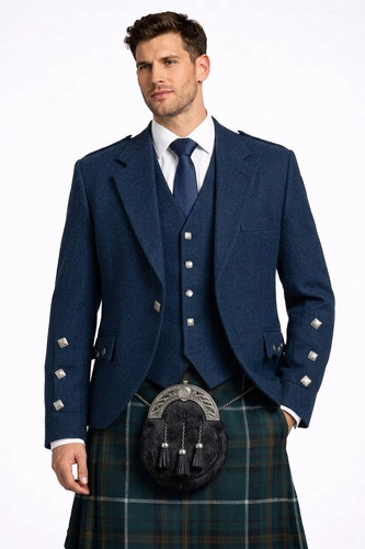 Scottish navy blue - argyle, wool