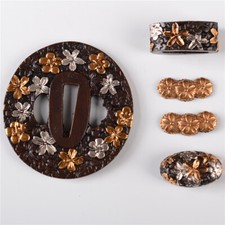 Brass Tsuba Menuki Fuchi /