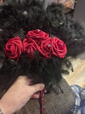 Double Sided Black Feather Fan