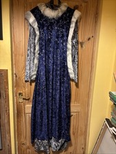 Blue And Silver Ladies Medieval Posh Dress For Fancy Dress One Size A1