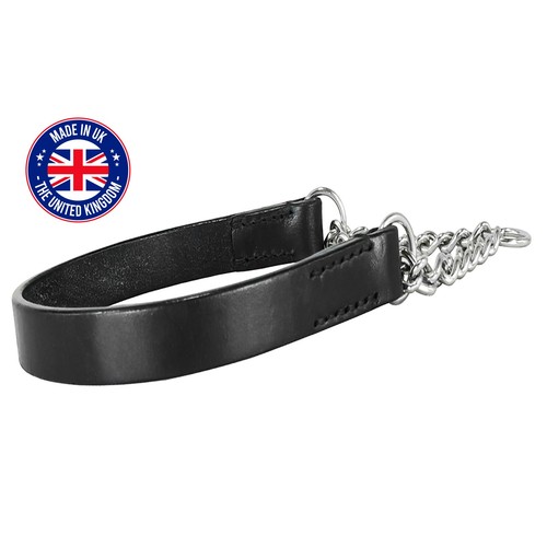 Leather half check dog collars