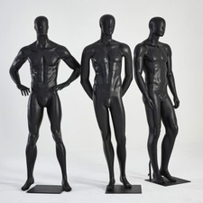 Mannequin Black Matte Painted Male Nose Mouth Shaped