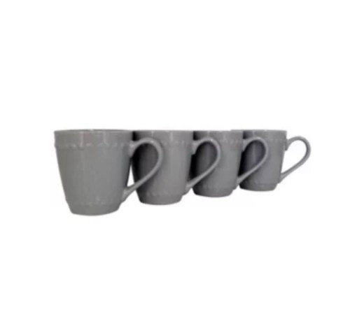 Stoneware grey dotted mugs - stoneware,