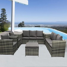 Rattan Garden 9 Seater Sofa Furniture Chair Dining Table Patio Set Outdoor Patio
