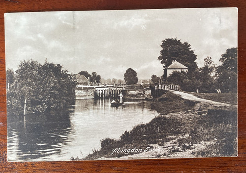 Vtg postcard punting abingdon - postcard,