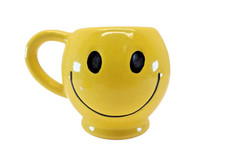 Vintage 1970’s McCoy Art Pottery Ceramic Yellow Smiley Happy Face Mug Coffee Cup