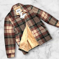 Vintage 80s Woolrich Corvair Plaid Sherpa Lined Wool Barn Jacket NWT Size Medium