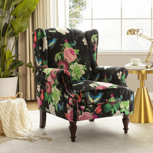Floral fabric armchair pattern - armchair,