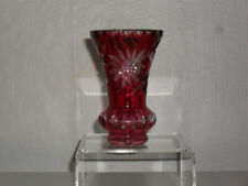 Ruby Red Cut To Clear Lead Crystal Vase