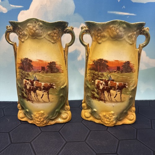 Pair continental vases - continental, with