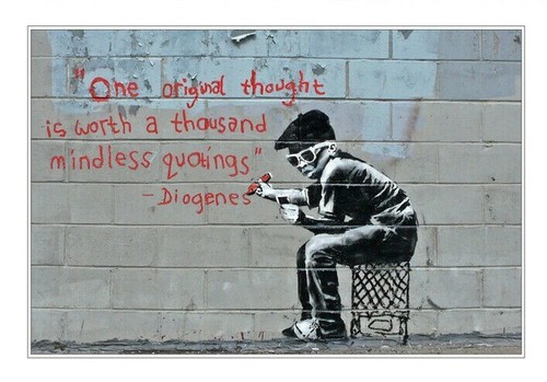 Banksy original thought - original, framed