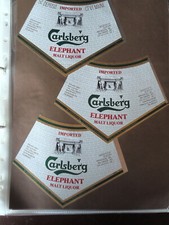 CARLSBERG  BREWERY 3X  WRAP TYPE DANISH BEER LABELS ELEPHANT