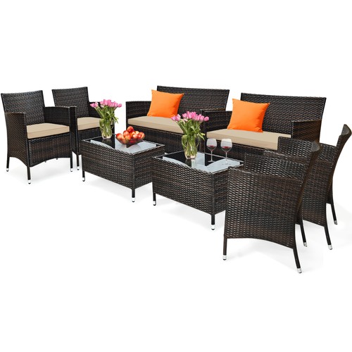 8pcs patio garden rattan - patio,