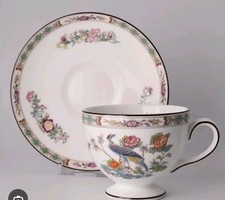 Wedgewood 'Kutani Crane' design cup & sauser. vintage kutani crane cup & sauser.