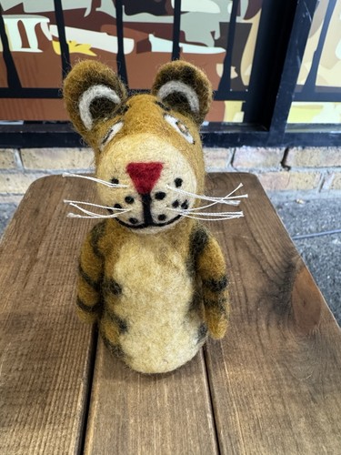 Needle felted tiger felt egg - needle,