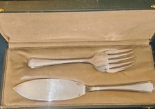 CHRISTOFLE 'America' Fish Serving Set Silver Plate Original Case Toulon France
