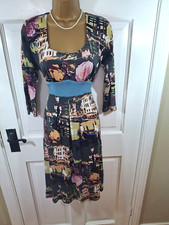 Pretty Fee G Multicoloured Patterned Lined Dress, UK 12, Good Condition