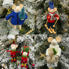 Handmade Wool Mouse Christmas