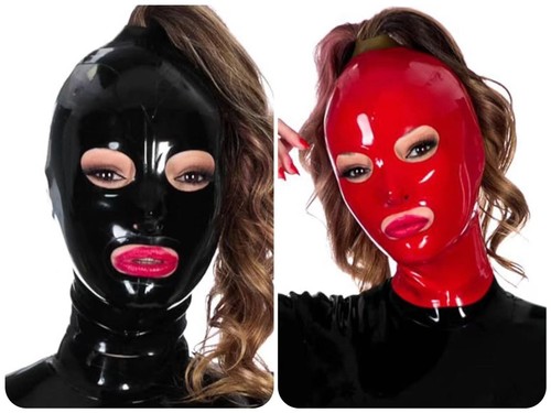 Latex hood back - zip, rubber