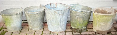 Vintage galvanised buckets - galvanised,