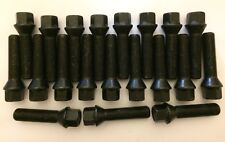 20 X M14X1.5 BLACK 60° ALLOY WHEEL BOLTS 45mm THREAD FOR AUDI A5 A6 A7 A8