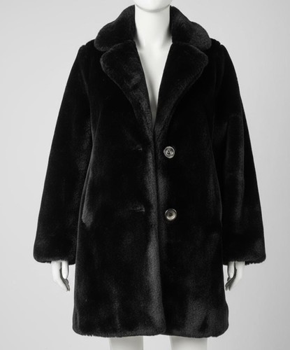 Black faux fur - black,