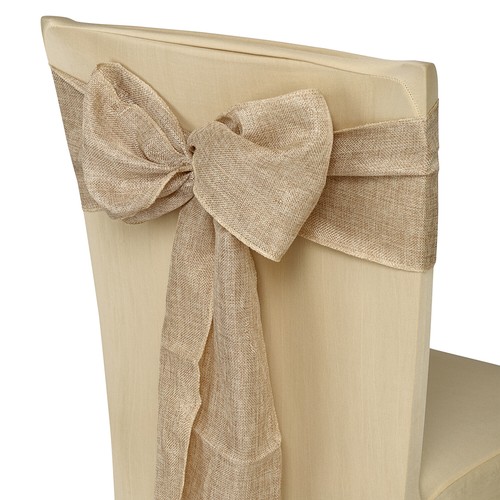 Burlap linen chair sashes bows - burlap,