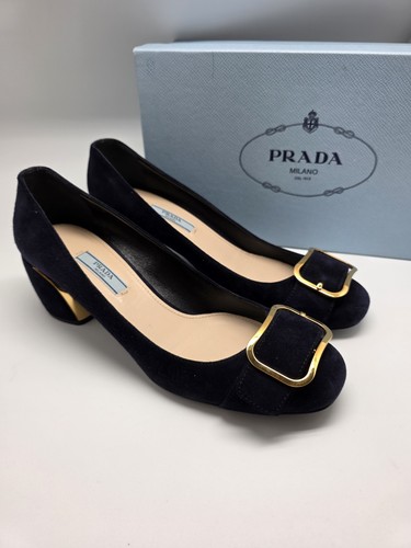 Prada navy chunky - block, heel