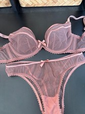 Agent Provocateur Mocha Brown Cruz Bra 34D & Briefs Size 3 (UK10) Set