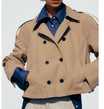 Zara Cropped Beige Trench Coat New L