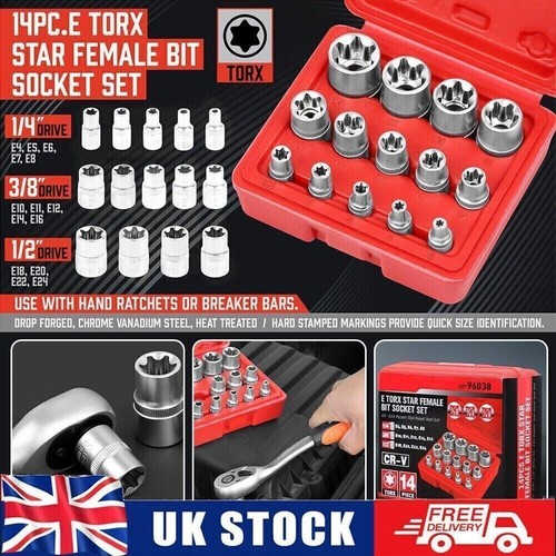 14x torx socket set female - e,