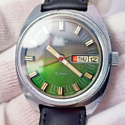Vintage soviet watch slava - vintage,