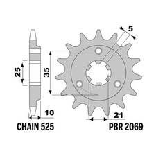 Sprocket PBR Z15 teeth step