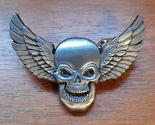 Winged Skull Metal Pin Badge