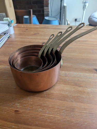 Rustic french copper saucepans - rustic,