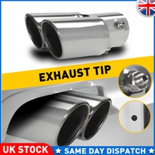 63mm Car Tailpipe Twin Exhaust Tip End Chrome Trim Double Tail Pipe Rear Muffler