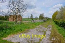 Photo 6x4 Farm access track with straw bales and cattle crush Marchington c2012