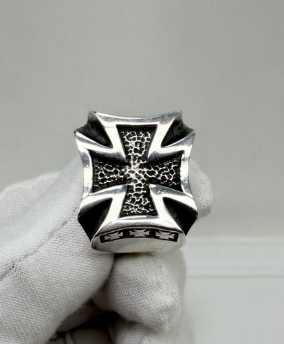 Vtg iron cross biker - cross, ring