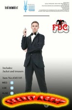 FDC Adult James Bond Secret Agent 007 Men In Black Gangster Black Bowtie Size XL