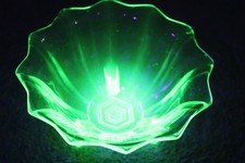 Small art deco green glass