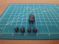 Vintage Glass Miniature Black Pig Family Set of 5 Micro Piglet Figurines Lot