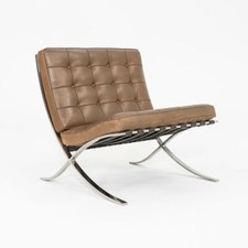 1990 Mies van der Rohe for Knoll Barcelona Lounge Chair in Tan Leather & Steel