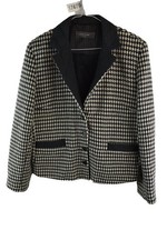 Comme Il Faut Womans Short Blazer Jacket Check Size L Wool Blend